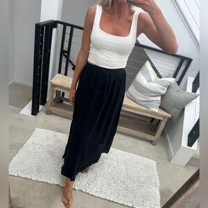 Amazon Black High-Waisted Flowy Midi Skirt W/ Side Slit Vacation Beach Summer S